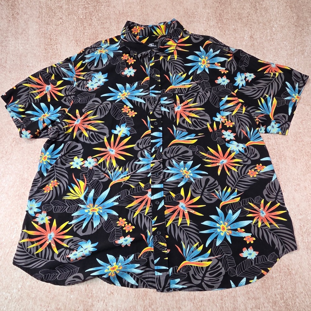 ONeill Mens 2XL Modern Fit Tropical Floral Button Down Shirt SP4104102Q Black